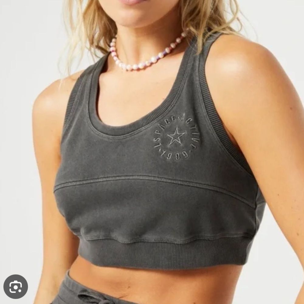 l*space Charcoal Gray Racerback Crop Tank
